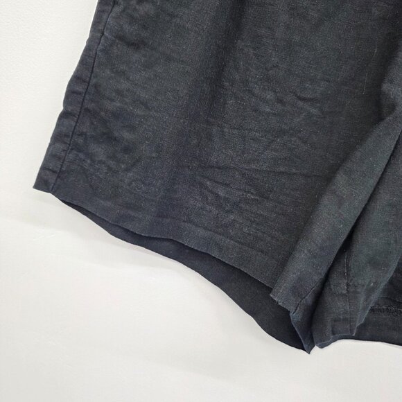 Banana Republic Womens S Black Linen Blend Paper Bag Mid Rise Shorts Pockets - Picture 4 of 11